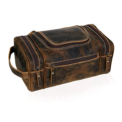 Leather Toiletry Bag for Men (BROWN / Men's Toiletry Bag)