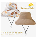 Womens Sun Hats Wide Brim Reversible Bucket Cotton Hat Packable Summer Travel Cap with Hat Clip (Medium / Khaki2)
