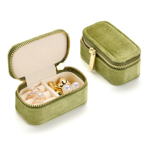 Small Travel Jewelry Case (Mini-Mistletoe Green / Small Rectangle)