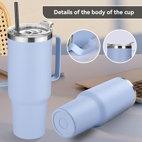 40 oz Stainless Steel Tumbler with Handle (Light Blue / 40 Ounces-4)