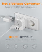 2 Pack Type E F Plug Adapter (White grey-Type E/F)