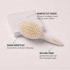 Mini Finish & Shine Boar Bristle Brush for Smooth Shiny Hair (Travel / Cream)
