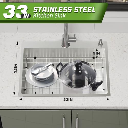 33x22In Drop In Kitchen Sink (33x22 inch Stainless)