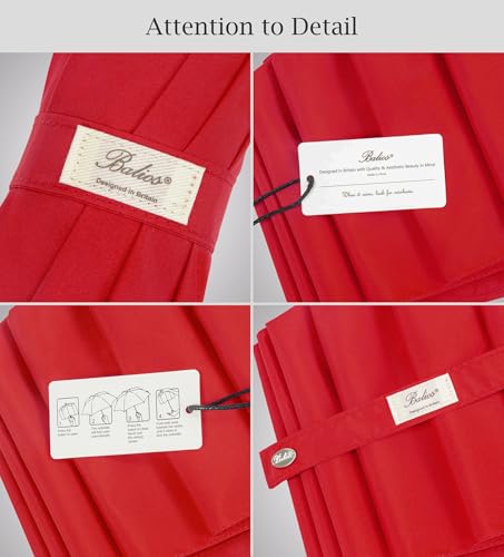Folding Umbrella Real Wood Handle Auto Open Close Vibrant Red (Vibrant Red)