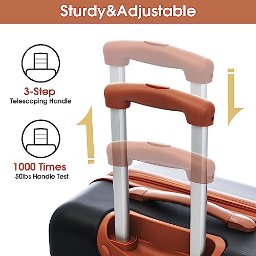 Luggage sets of 2 Piece (Luggage Set With Bags / Black and Brown-1(20+24+bag))