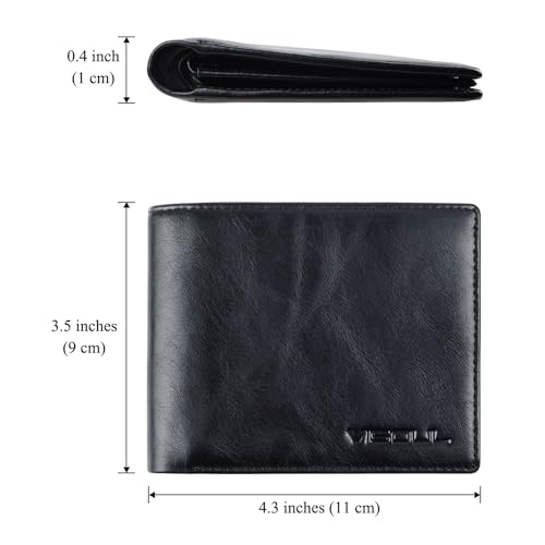 Mens Wallet with RFID Blocking 2 ID Windows (Black)