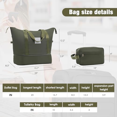 Softside Luggage Set Lightweight 3 Piece Suitcase with Duffel Bag (Softside Luggage(22/26/30) / Army Green + bags)