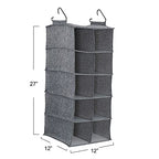 10 Pocket Double Hang Canvas Shoe Organizer Side‑by‑Side Hanging Storage (Gray)