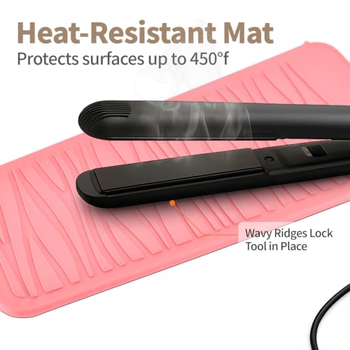 Silicone Heat Resistant Travel Pouch for Hot Hair Styling Tools (1 Pack / Lightpink)