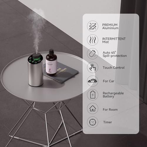 Waterless Essential Oil Diffuser Scent Aromatherapy Diffusers for Home Large Room (Silver)
