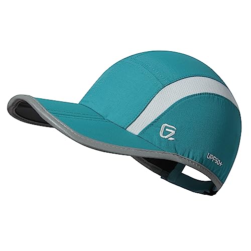 Baseball Cap Nylon Running Cap Outdoor Sports Hat for Men Women Adjustable Quick Drying Reflective Foldable UPF50+ Breath Mesh Water Repellency Race Performance Lightweight Turquoise (6 7/8-7 1/2 / Turquoise)