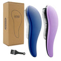Detangling Hairbrush Detangler 2 Pack for Adults & Kids (2 Count (Pack of 1) / Prussian Blue & Lilac)