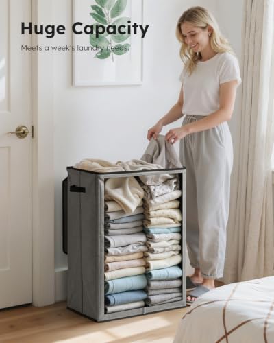 130L Laundry Hamper with Lid (Grey / 130L)