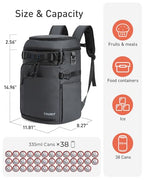 38 Cans Backpack Cooler with 2 Insulated Compartments (Slate Blue)