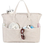 Large Beach Bag for Women (Khaki White)