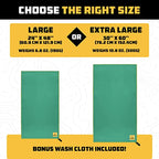 Microfiber Camping Towel (Dark Green / X-Large (30x60) + Washcloth (12x24))