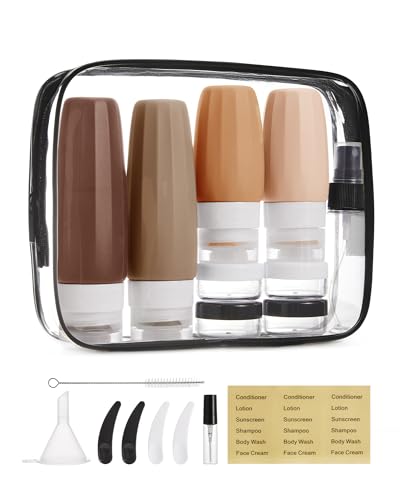 18 Pack TSA Approved Travel Bottles for Toiletries (03-Earth Tone)