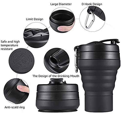 2PACK Collapsible Coffee Cup (Black / 2 x 16 Ounces)