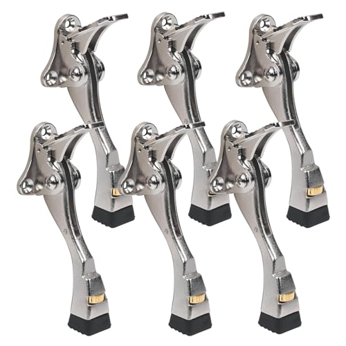 6 Packs Heavy Duty Kickdown Door Stopper (Satin Nickel / 4 inch x 6pack)