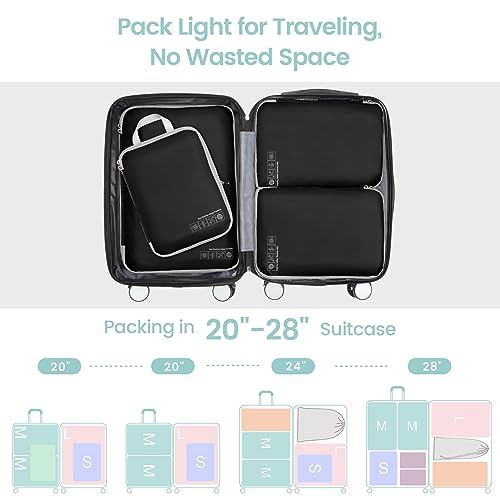 Compression Packing Cubes for Travel (04 Black / 5-Piece Set)