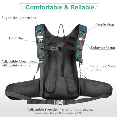 Insulated Hydration Backpack Pack with 3L BPA Free Leak Proof Water Bladder (Matte Emerald)