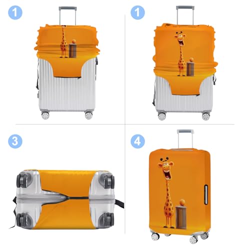 Luggage Cover Washable Suitcase Protector Anti (Giraffe-3 / M(fits 24-26Inch suitcase))