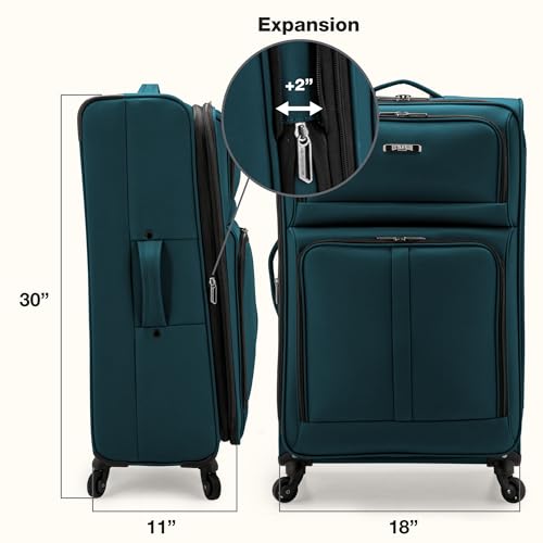 Anzio Softside Expandable Luggage with Spinner Wheels (Teal / 30-Inch Large)