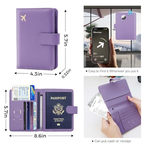 Premium Leather Passport Holder Covers Case (AIR-PURPLE)