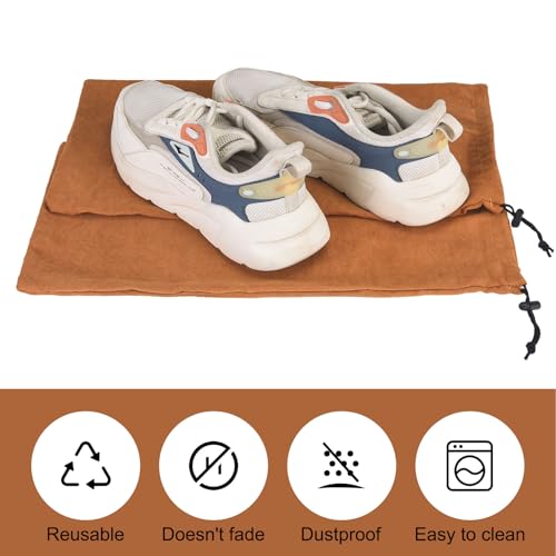 8 Pcs Single Shoe Bags for Travel with Drawstring (Brown)