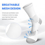 Crew Compression Socks Athletic Running Socks for Men Women Plantar Fasciitis Relief 3 Pairs (Medium / Dark Blue(stripe 3 Pairs))