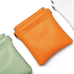Orange PU Leather Jewelry Pouch Travel Small Jewelry Storage Bag (Orange / 3.54"x3.54")
