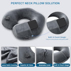 Inflatable Travel Neck Pillow (Black Grey / Medium)