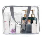 3Pcs Crystal Clear PVC Travel Toiletry Bag Kit for Women Men (1 Large, 1 Medium, 1 Small-Gray / 3 Piece Set)