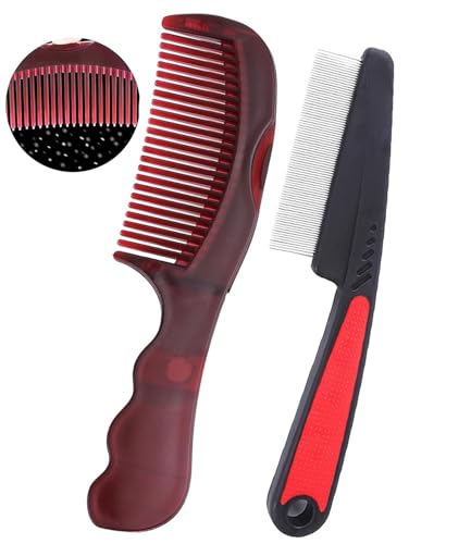 Dandruff Comb Removal Hollow Fine Tooth Scalp Detox Hair Care Tool 2PC (2PC Black+Red)