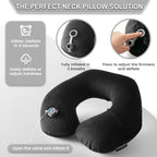 Inflatable Travel Neck & Shoulder Pillow for Airplanes & Long Trips (Corporate Black / Medium)