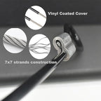 10 pcs 2mm Wire 12 inch Vinyl Coated Stainless Steel Cable with Loops Short Wire Rope Lanyard Lock Security Chain Link for Outdoor Gates (2mm(T) X 12 in(L) 10PCS / Black)