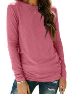 Long Sleeve Shirts for Women Casual Crewneck Tops Basic Tees (XX-Large / 01hotpink)