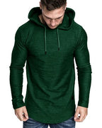 Mens Fashion Athletic Hoodies Sport Sweatshirt Solid Color Fleece Pullover Dark Green Large (Large / Dark Green)