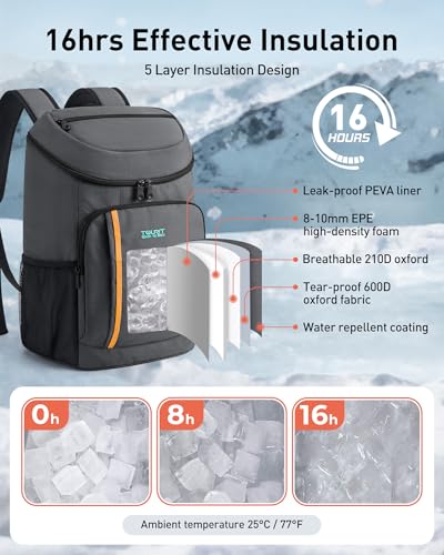 Cooler Backpack Insulated 30 Cans (Black / Simple zipper)