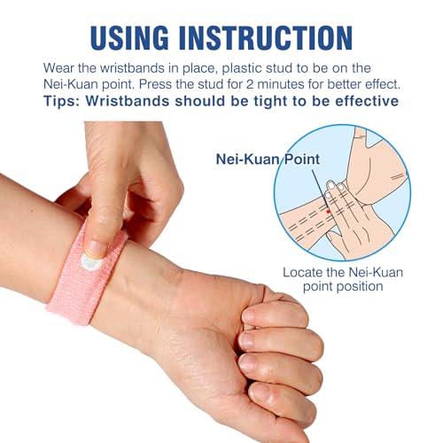Motion Sickness Bands Anti Nausea Wristbands for Adult and Kids (2 Pairs / 2 Pairs E- Blue, Pink)
