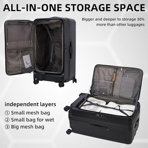 29 Inch Aluminum Frame Checked Luggage Top Opening (Black / 29 Inch)