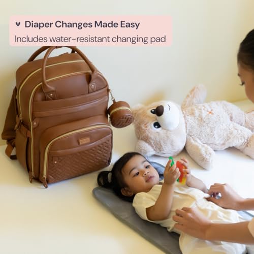 Leather Diaper Bag Backpack (Vegan Leather Black / Large)