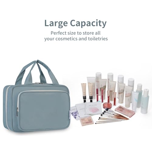 Travel Toiletry Bag for Women (A-Greyish Blue / Large)