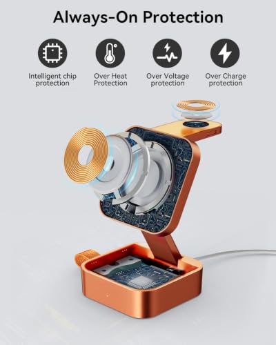 3 in 1 Wireless Charging Station for Apple Devices (Orange)