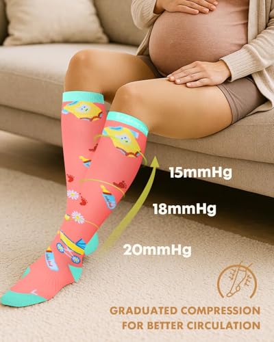 Thick Soft Cotton Compression Socks (Two-tone Pink Maternity / Large-X-Large)
