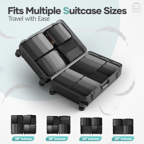 10 Set Compression Packing Cubes for Travel Essentials (Black(Toiletry Bag) / 10 set)