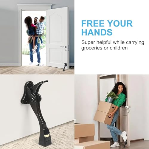 3 Packs Heavy Duty Kickdown Door Stopper (Black / 4 inch x 3pack)