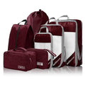 7 Set Compression Packing Cubes for Travel (Wine / 7 pcs)