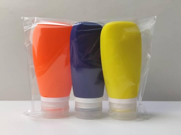 Travel Bottles for Toiletries (Yellow-Navy Blue-Orange)