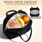 Lunch Bag for Women Insulated Lunch Box Corduroy Lunch Tote Cooler for Travel Work Picnic (Corduroy Black)